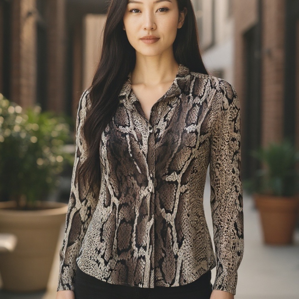 Chic Snake Print Women's Blouse